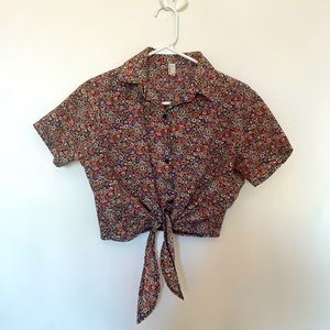 American Apparel Paisley Tie Crop Top